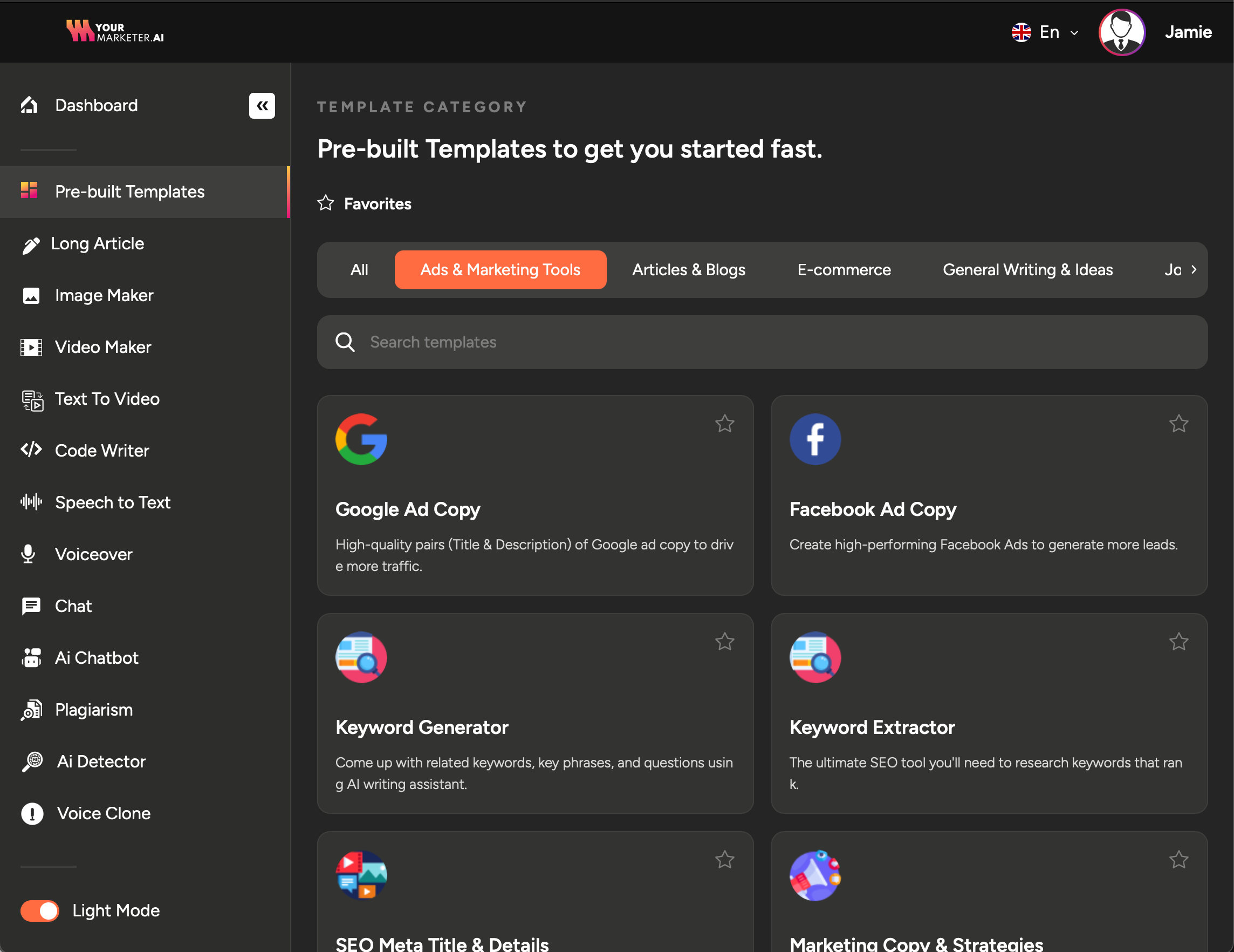Content creation software interface
